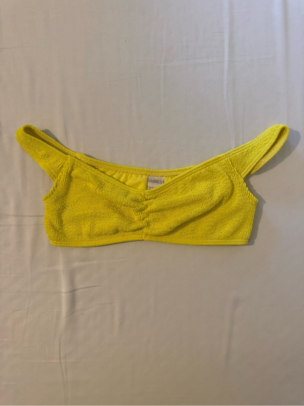 l*space Bright Yellow Terry Crop Top with Ruched Front